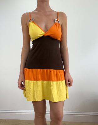 Vintage block coloured mini dress in yellow