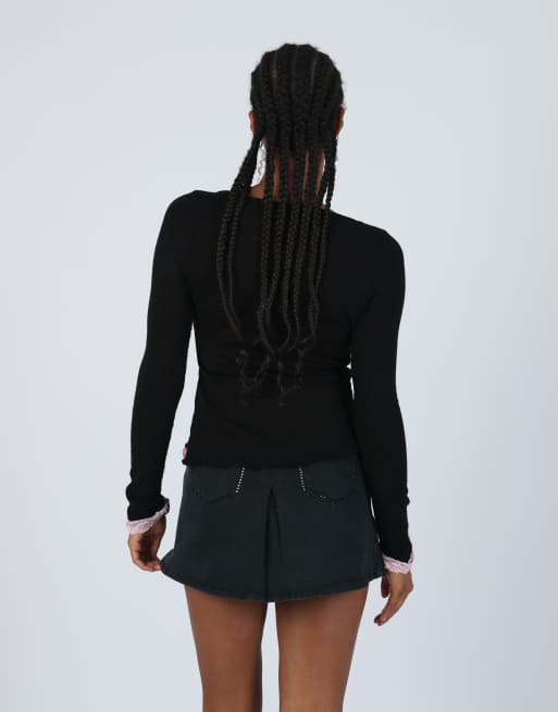 Vintage Bloom S long sleeve top in black, 2 of 4