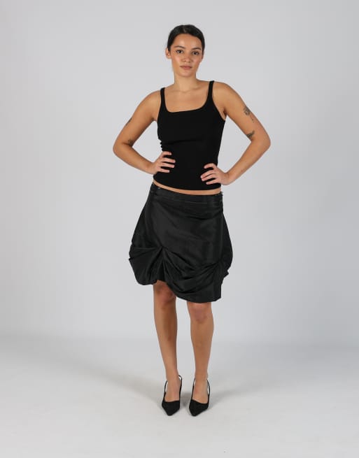 Vintage Bloom S woven midi skirt in black