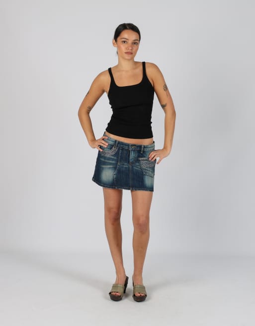 Vintage Blu Deise S denim mini skirt in blue