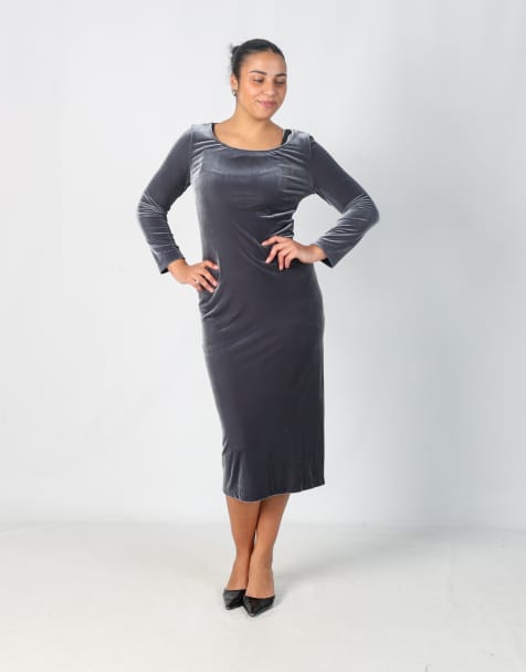Vintage Blu Nauta M woven midi dress in charcoal grey - view 1