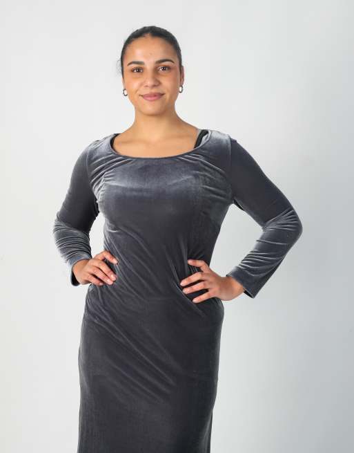 Vintage Blu Nauta M woven midi dress in charcoal grey, 2 of 4