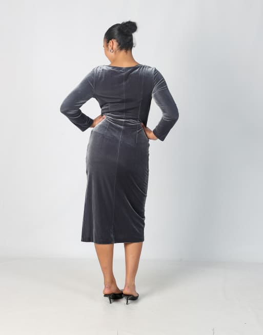 Vintage Blu Nauta M woven midi dress in charcoal grey, 3 of 4
