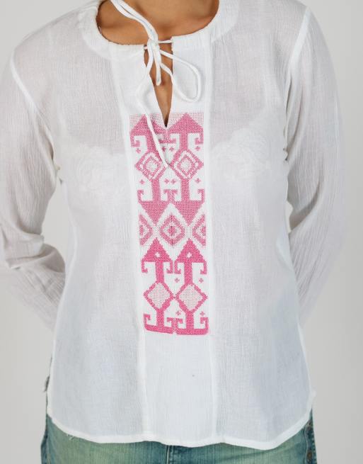 Vintage Blue Collection L long sleeve top in white, 4 of 4