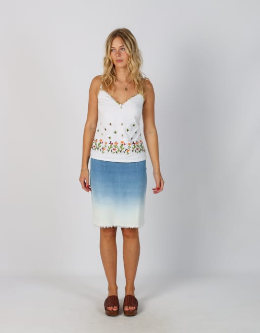 Vintage Blue Collection S denim midi skirt in blue, 1 of 4