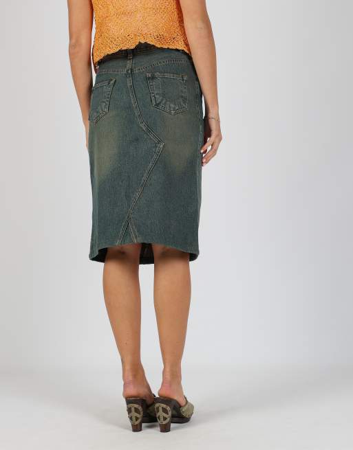Vintage Blue Way XS denim midi skirt in blue, 2 of 4