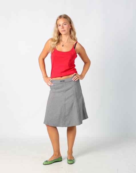 Vintage BlueMotion 8 woven midi skirt in grey - view 1