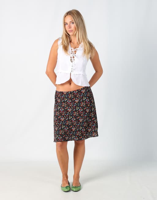 Vintage BlueMotion M woven midi skirt in black