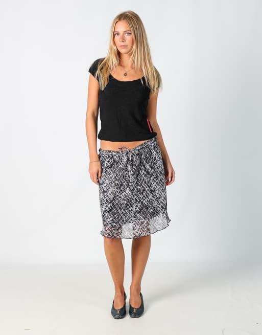 Vintage BlueMotion S woven midi skirt in grey