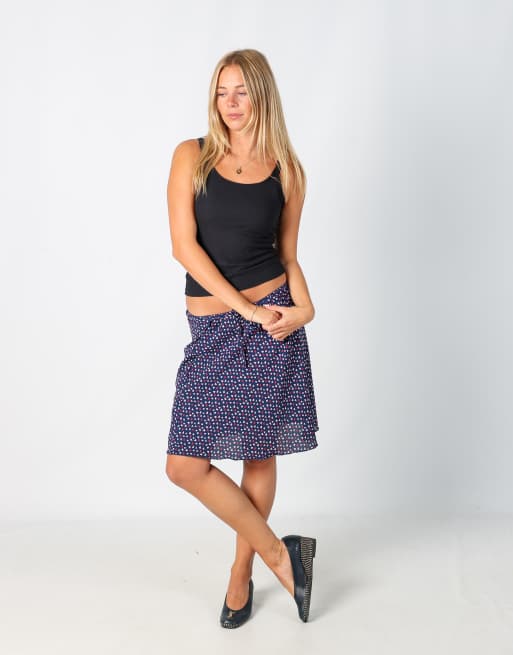 Vintage BlueMotion S woven midi skirt in navy blue
