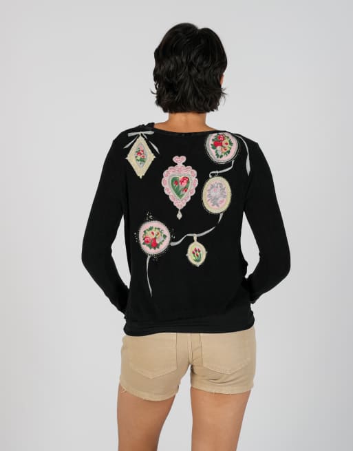 Vintage Blumarine M woven top in black, 2 of 4