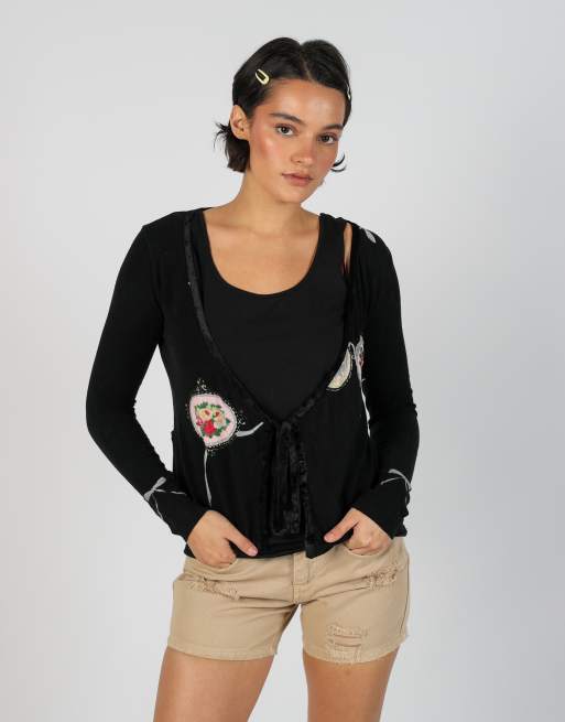 Vintage Blumarine M woven top in black, 3 of 4