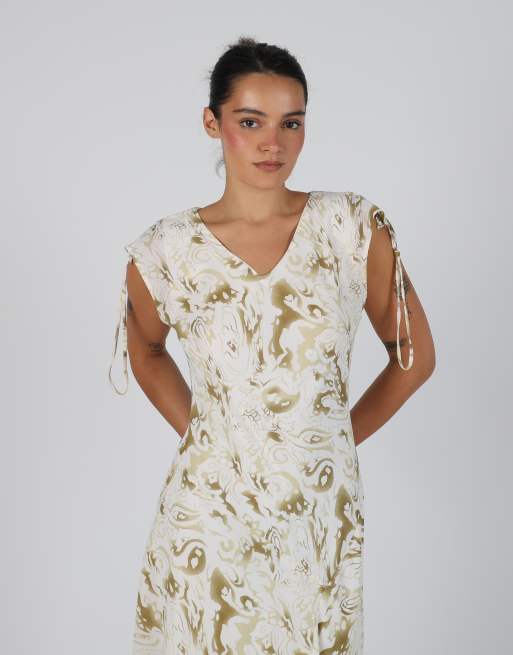 Vintage Bluoltre M printed woven maxi dress in white, 2 of 4