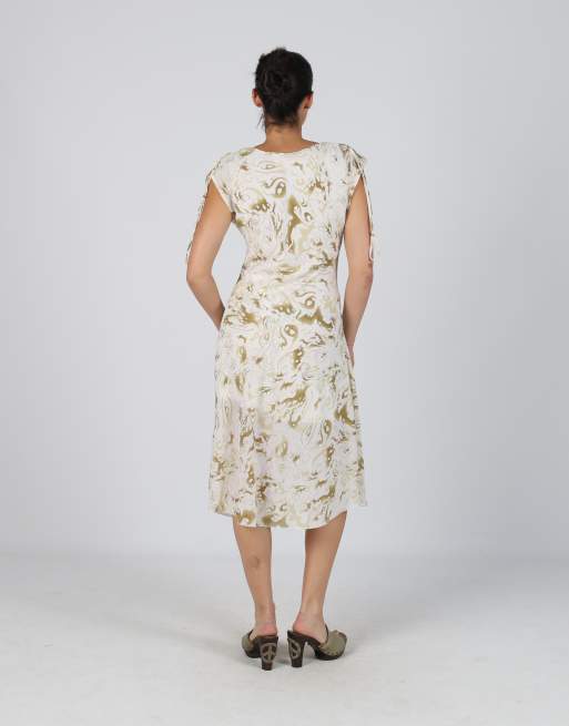Vintage Bluoltre M printed woven maxi dress in white, 3 of 4