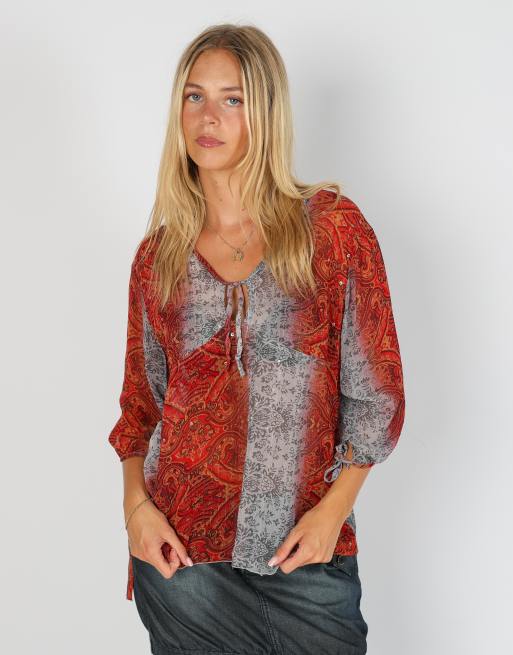 Vintage Bluoltre S blouse in red