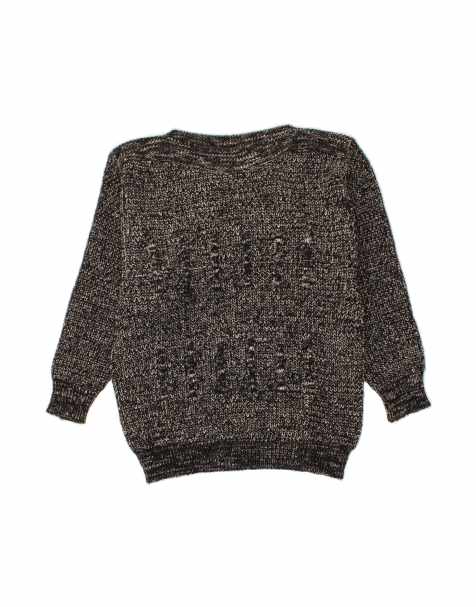 Vintage Boat Neck Jumper Sweater EU 36/38 Medium In Black Flecked - view 1