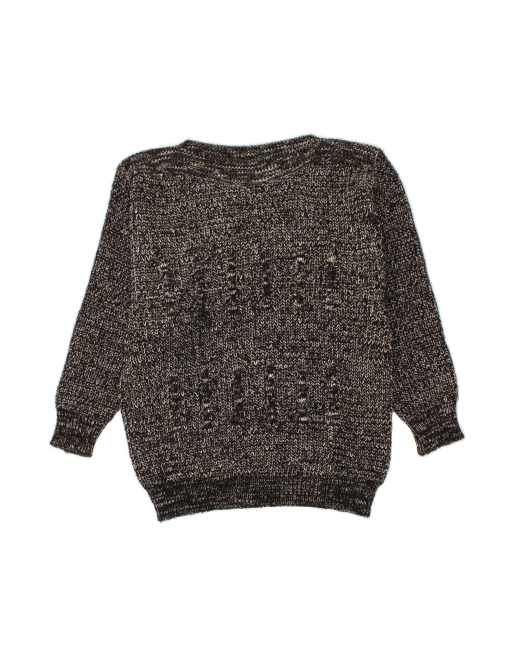 Vintage Boat Neck Jumper Sweater EU 36/38 Medium In Black Flecked