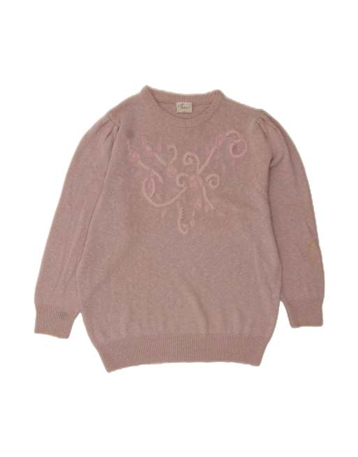 Vintage Boat Neck Jumper Sweater EU 42 Large In Pink Floral
