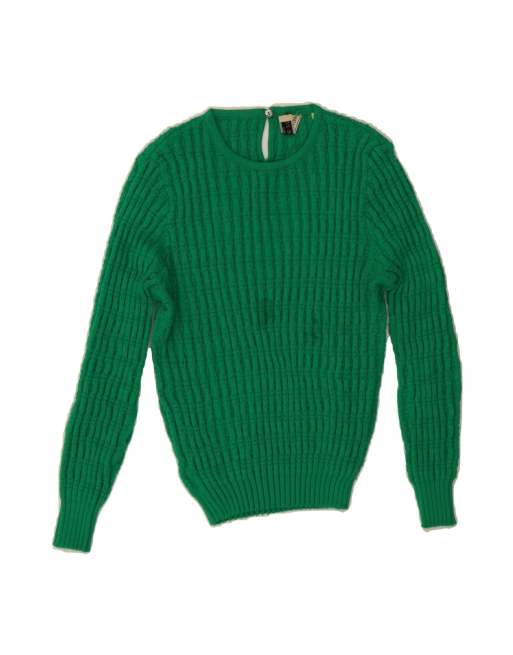 Vintage Boat Neck Jumper Sweater It 44 Medium In Green