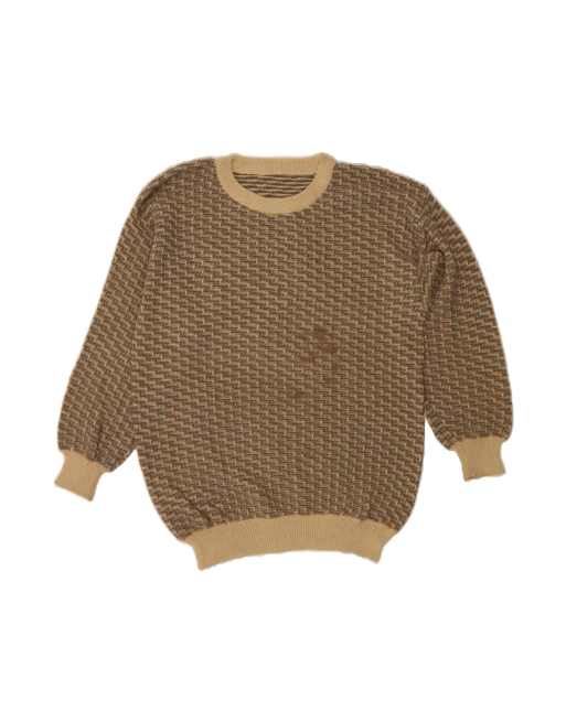 Vintage Boat Neck Jumper Sweater Medium In Brown Chevron