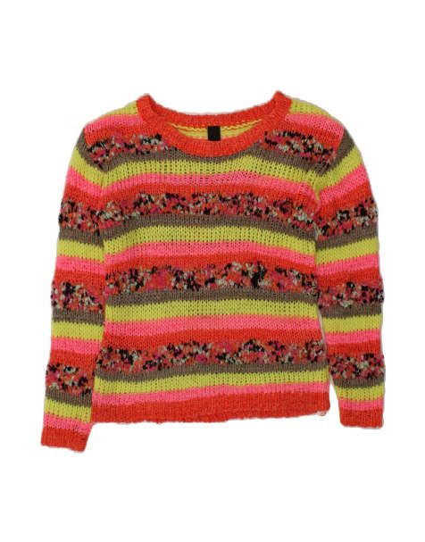 Vintage Boat Neck Jumper Sweater UK 10 Small In Multicoloured Striped - view 1