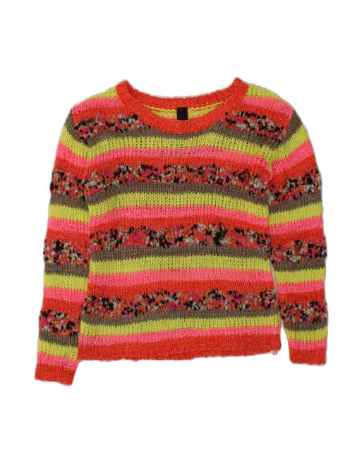 Vintage Boat Neck Jumper Sweater UK 10 Small In Multicoloured Striped