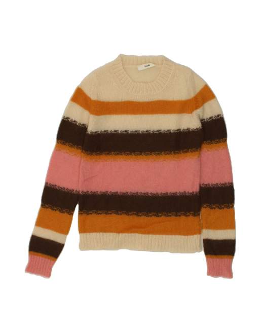 Vintage Boat Neck Jumper Sweater UK 10 Small In Multicoloured