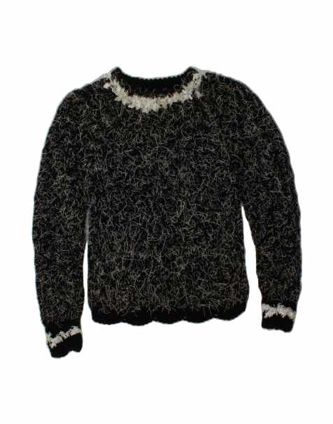 Vintage Boat Neck Jumper Sweater UK 12 Medium In Black - view 1