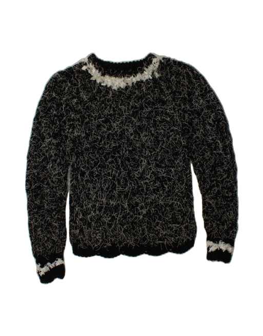 Vintage Boat Neck Jumper Sweater UK 12 Medium In Black