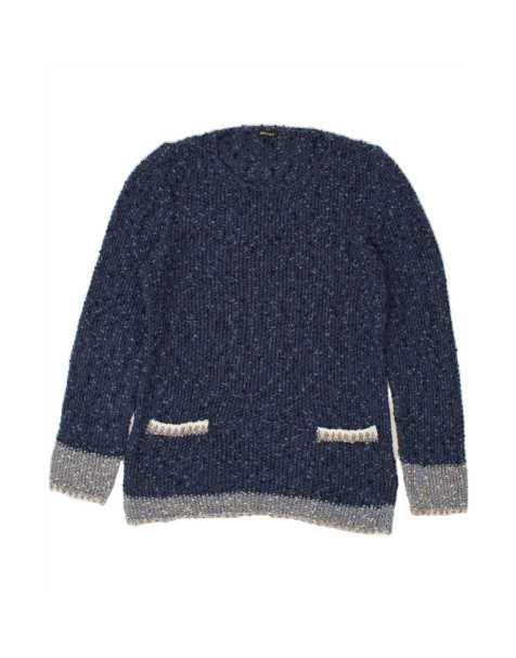 Vintage Boat Neck Jumper Sweater UK 12 Medium In Blue Flecked - view 1