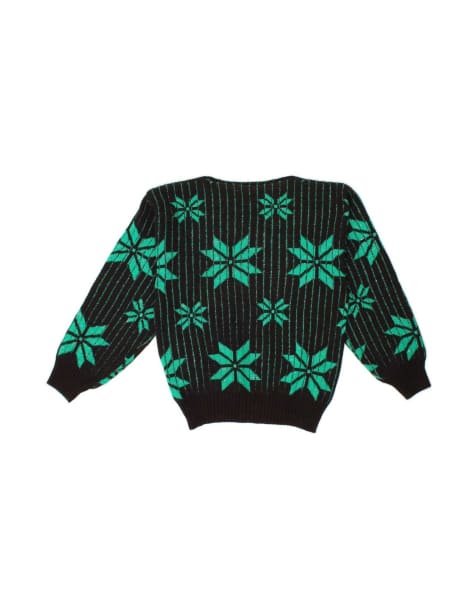 Vintage Boat Neck Jumper Sweater UK 12 Medium In Green Fair Isle - view 1