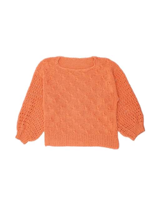 Vintage Boat Neck Jumper Sweater UK 14 Large In Orange