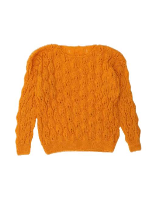 Vintage Boat Neck Jumper Sweater UK 14 Large In Orange