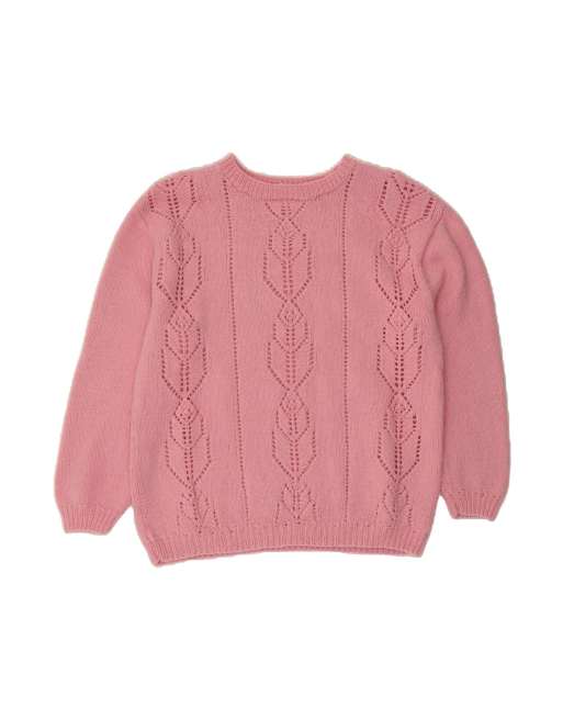 Vintage Boat Neck Jumper Sweater UK 14 Large In Pink