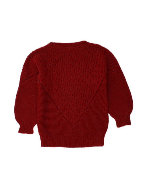 Vintage Boat Neck Jumper Sweater UK 14 Large In Red