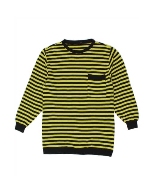 Vintage Boat Neck Jumper Sweater UK 14 Large In Yellow Striped