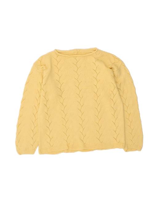 Vintage Boat Neck Jumper Sweater UK 14 Large In Yellow