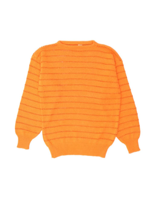 Vintage Boat Neck Jumper Sweater UK 14 Medium In Orange