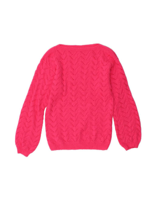 Vintage Boat Neck Jumper Sweater UK 14 Medium In Pink