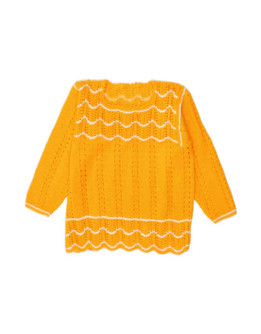 Vintage Boat Neck Jumper Sweater UK 14 Medium In Yellow Striped