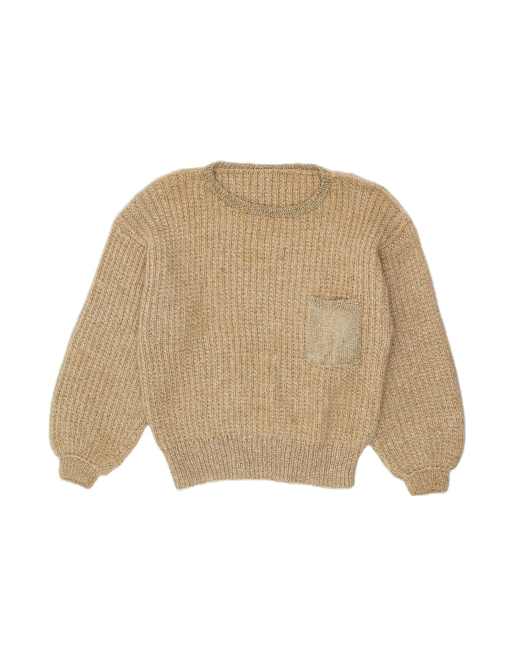Vintage Boat Neck Jumper Sweater UK 16 Large In Beige