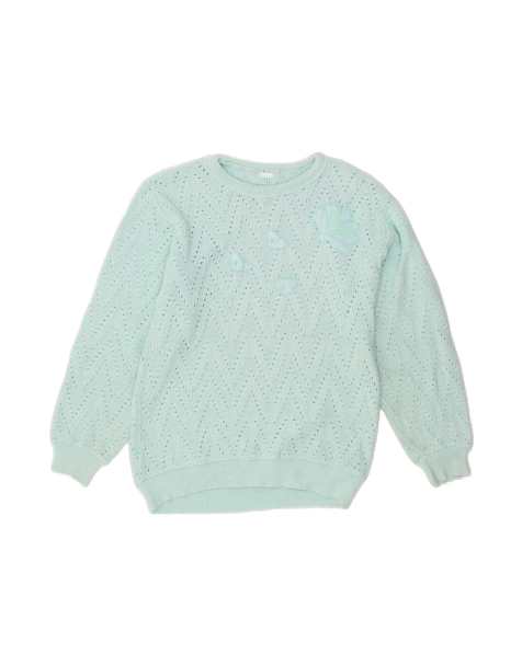 Vintage Boat Neck Jumper Sweater UK 16 Large In Blue Heart - view 1