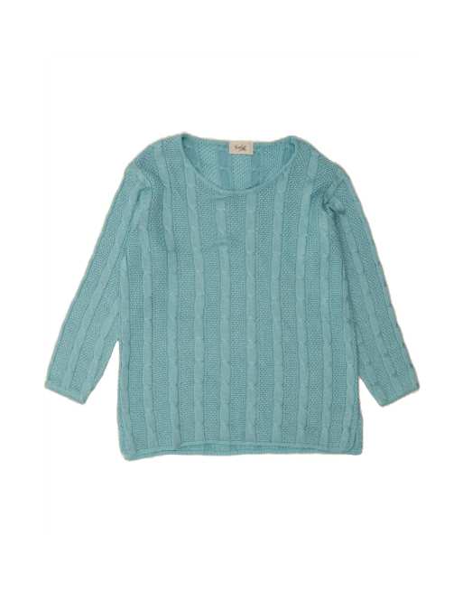 Vintage Boat Neck Jumper Sweater UK 16 Large In Blue