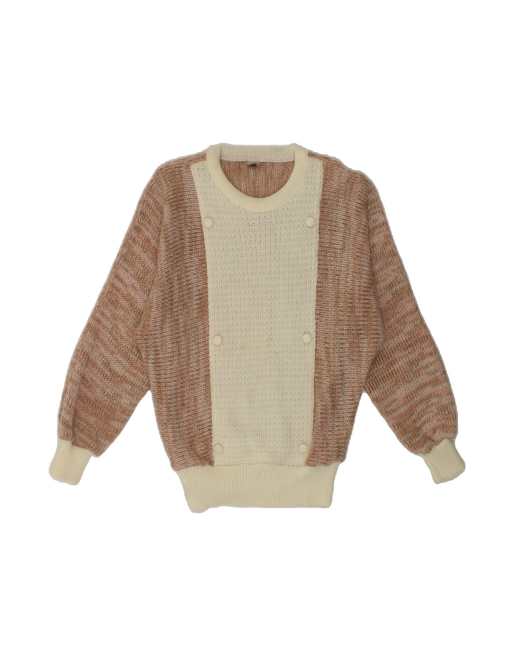 Vintage Boat Neck Jumper Sweater UK 16 Large In Brown Colourblock