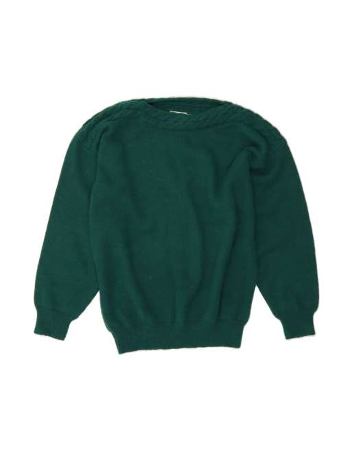Vintage Boat Neck Jumper Sweater UK 16 Large In Green