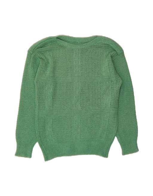 Vintage Boat Neck Jumper Sweater UK 16 Large In Green