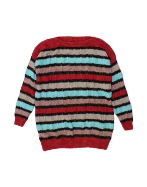 Vintage Boat Neck Jumper Sweater UK 16 Large In Multicoloured Striped - view 1