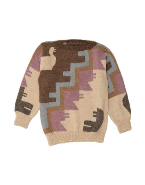 Vintage Boat Neck Jumper Sweater UK 16 Large In Multicoloured - view 1