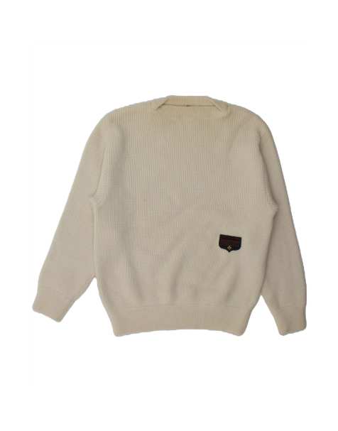 Vintage Boat Neck Jumper Sweater UK 16 Large In Off In White Wool - view 1