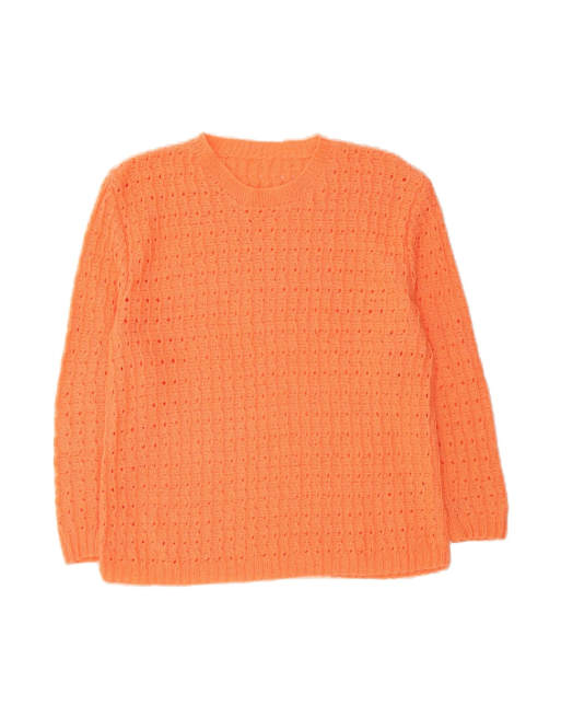 Vintage Boat Neck Jumper Sweater UK 16 Large In Orange